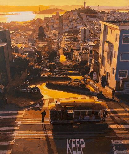 Lombard Street Sunset by Marco Barberio, Painting for Sale on Select