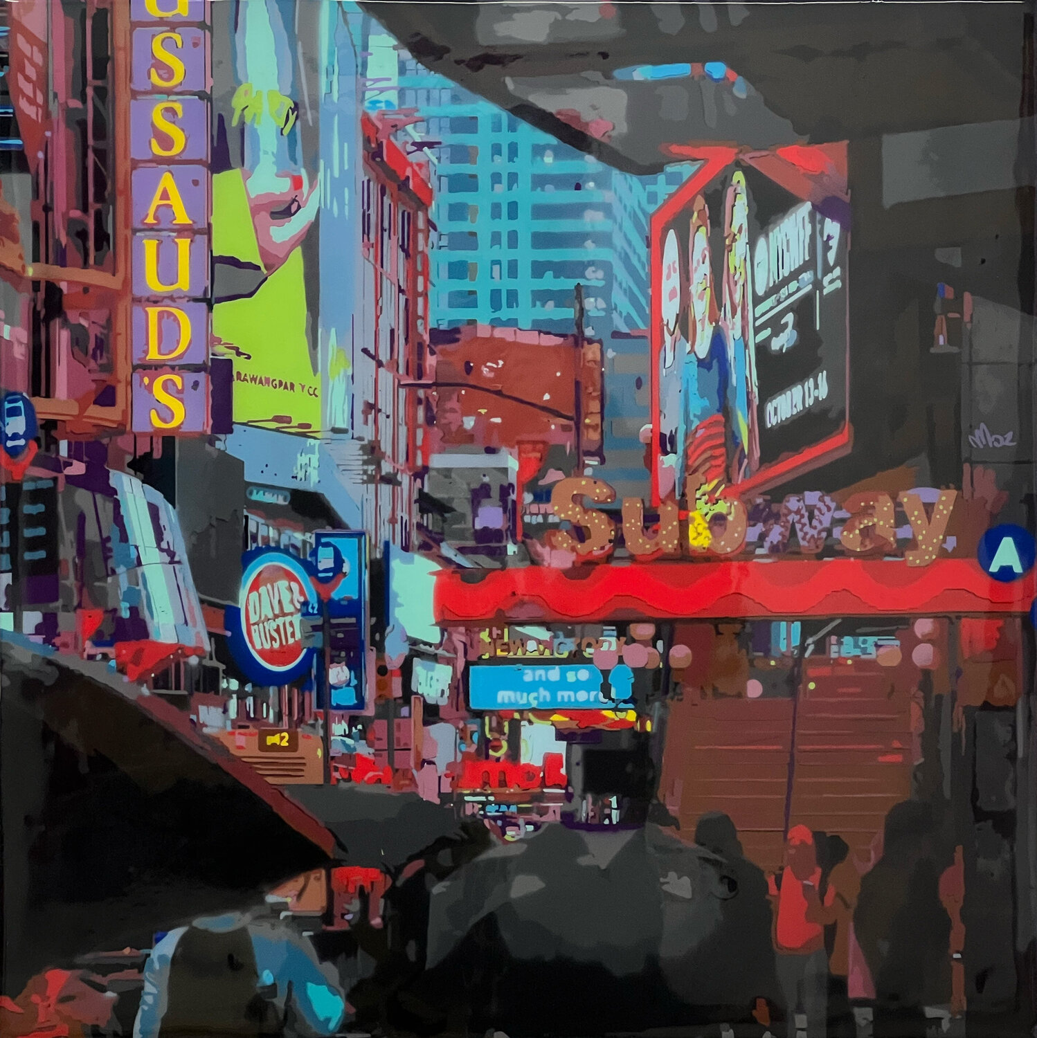 Rainy New York Street #5 Marco Barberio Original painting for sale
