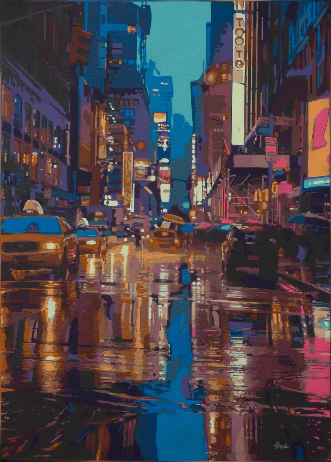 New York City Rain #9 Marco Barberio Original painting for sale