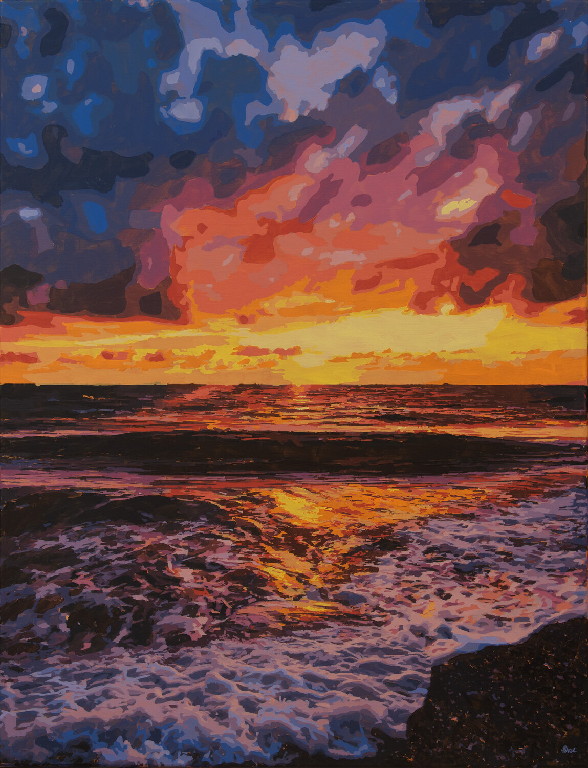 Sunset tide Marco Barberio Original painting for sale