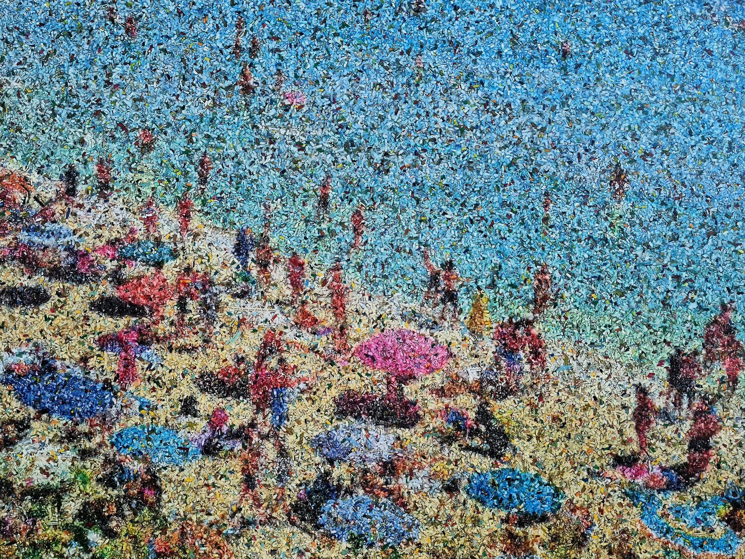 The snow is quite gone down here, darling! (n.713) - at the beach series Alessio Mazzarulli Original painting for sale