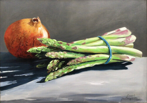 Asparagi e melograno by Carmelo Margarone, Painting for Sale on Select