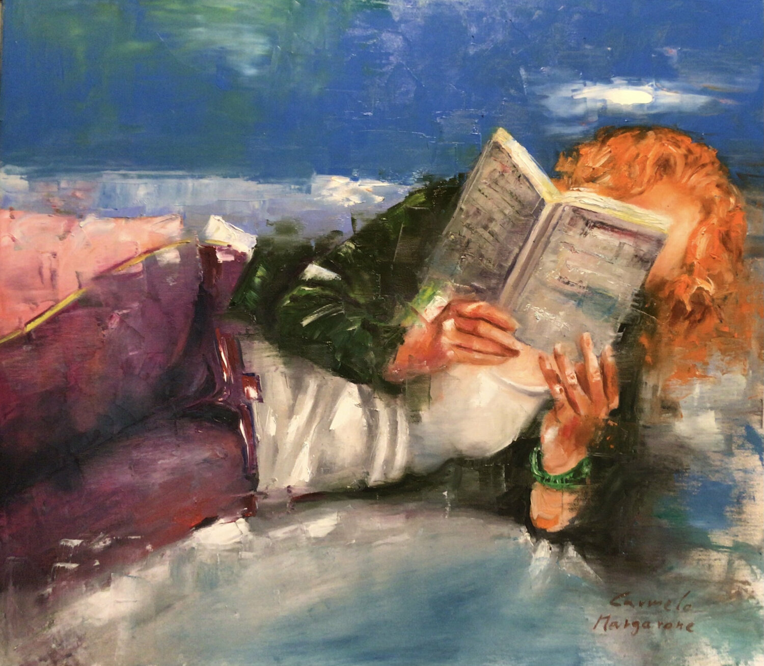 La Lettura Carmelo Margarone Original painting for sale