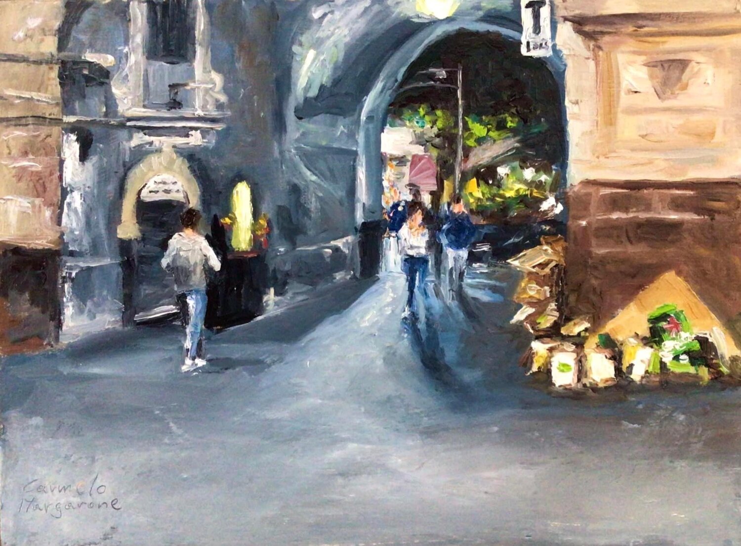 Porta Uzeda Catania Carmelo Margarone Original painting for sale