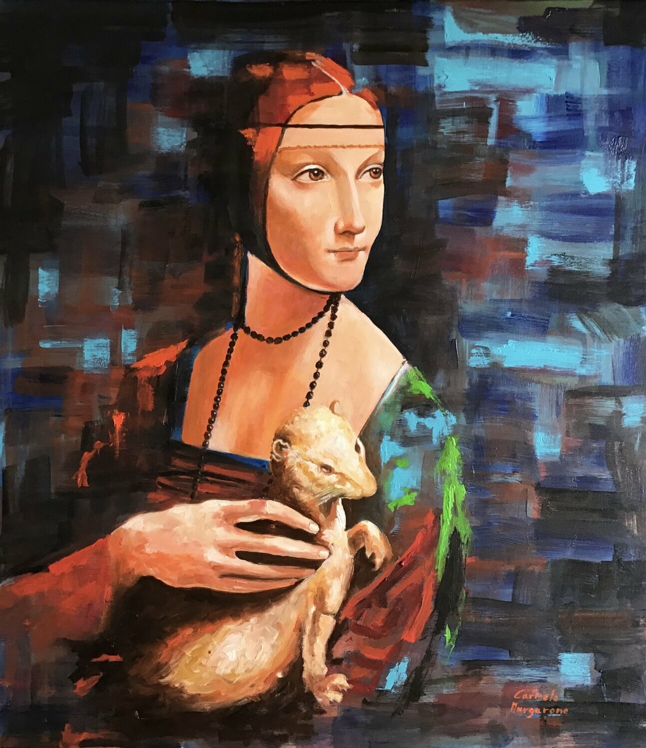 Dame mit dem Hermelin Carmelo Margarone Original painting for sale