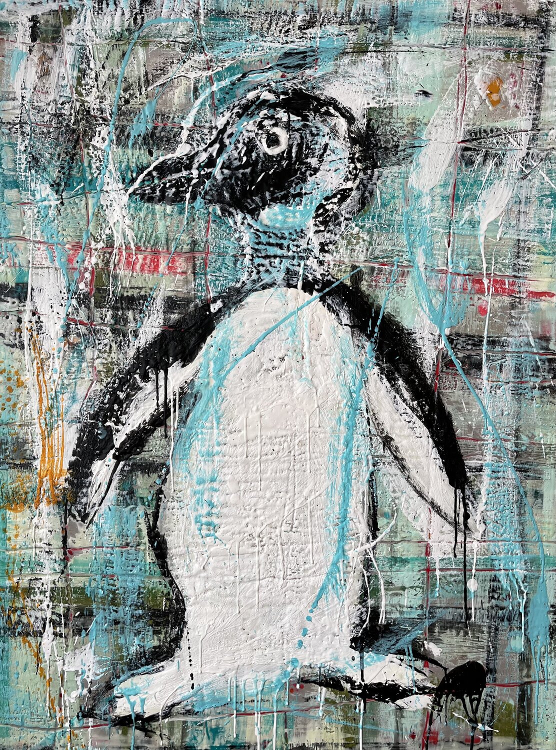 South Argentina penguin Marie-Danielle Leblanc Original painting for sale