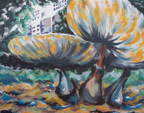 Under the Mushroom Caps by Barbara Skiba-Poniatowski, Painting for Sale on Select