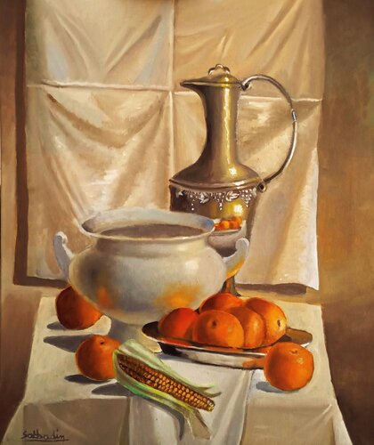 Naranja y blanco by Fabián Sabbadin, Painting for Sale on Select