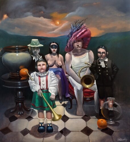 Los comediantes by Fabián Sabbadin, Painting for Sale on Select