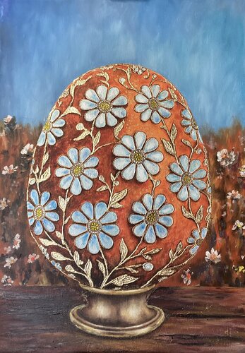 Flower field egg by Iryna Budai, Painting for Sale on Select