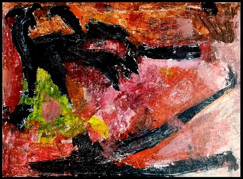 La chèvre noire au près rouge, Juillet 2020, Revest du Bion by Erwin STEINBACH, Painting for Sale on Select
