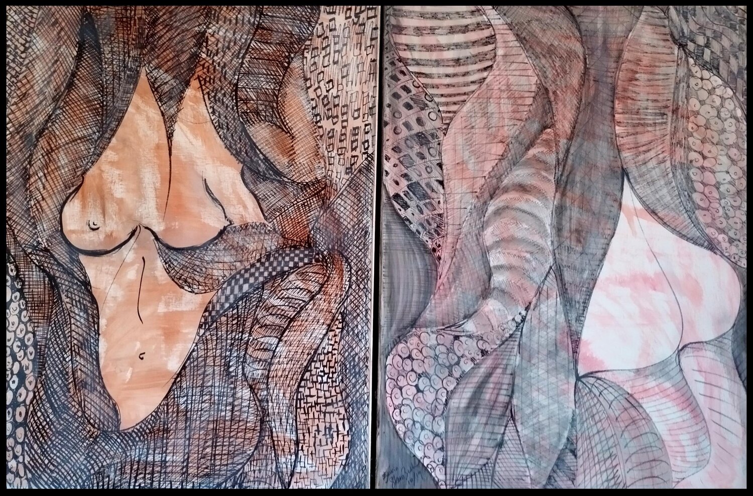 "Aux âmes bien nées"  diptyque, Octobre 2019 Erwin STEINBACH Original painting for sale