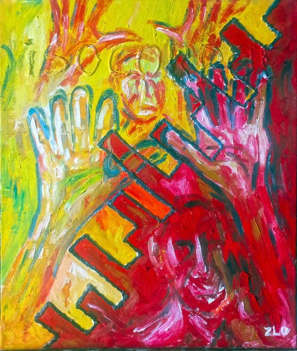 ¡Socorro, no quiero más guerra! by Lamar Fría, Painting for Sale on Select