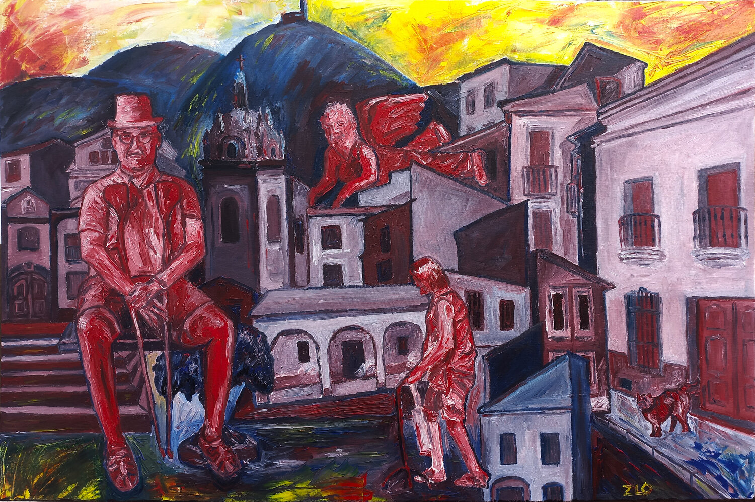Pueblo Lamar Fría Original painting for sale