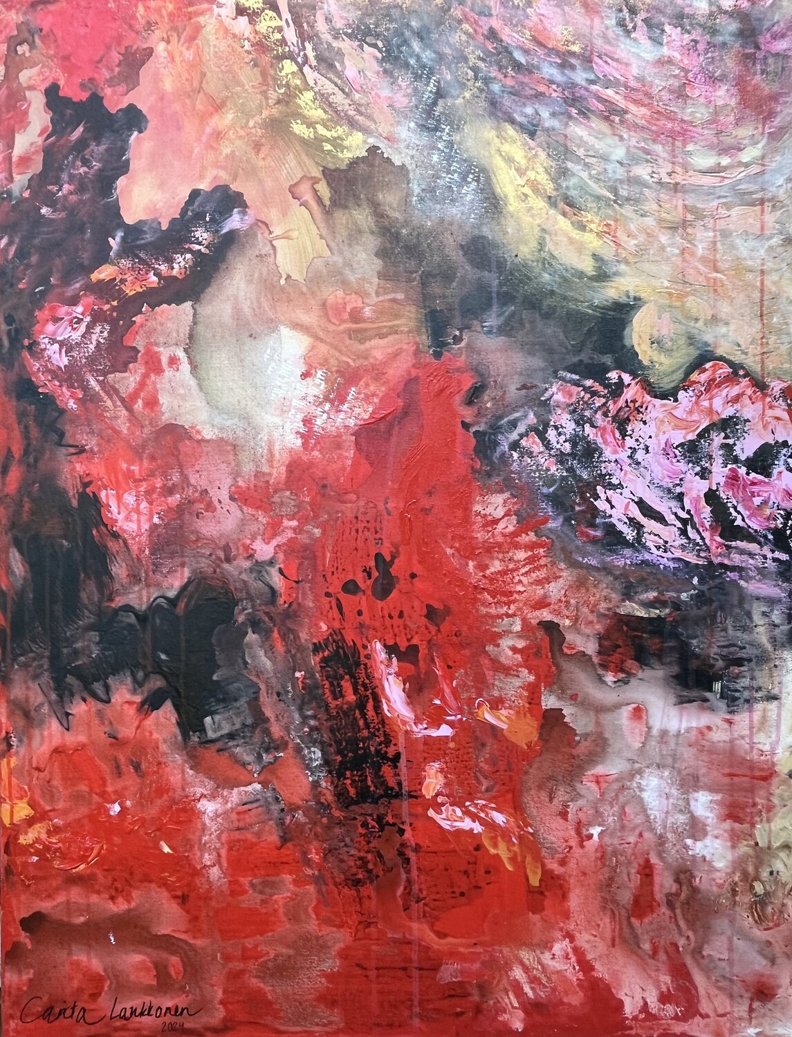 Fiery furnace of love Carita Laukkonen Original painting for sale