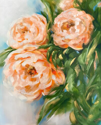 "SOLAR PEONIES" by TATIANA KARAPETIAN, Painting for Sale on Select
