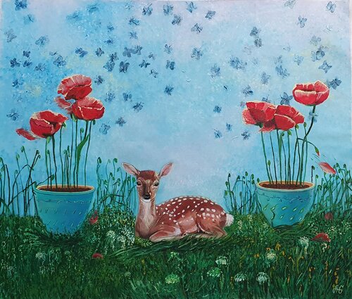 Guardian of the Poppy Field. by Galyna Antonenko, Painting for Sale on Select