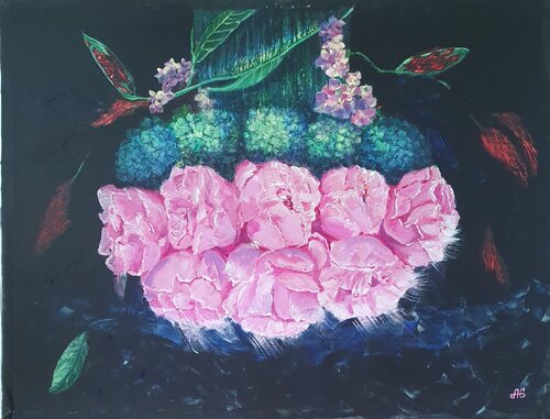 Peony Floral Cascade. by Galyna Antonenko, Painting for Sale on Select