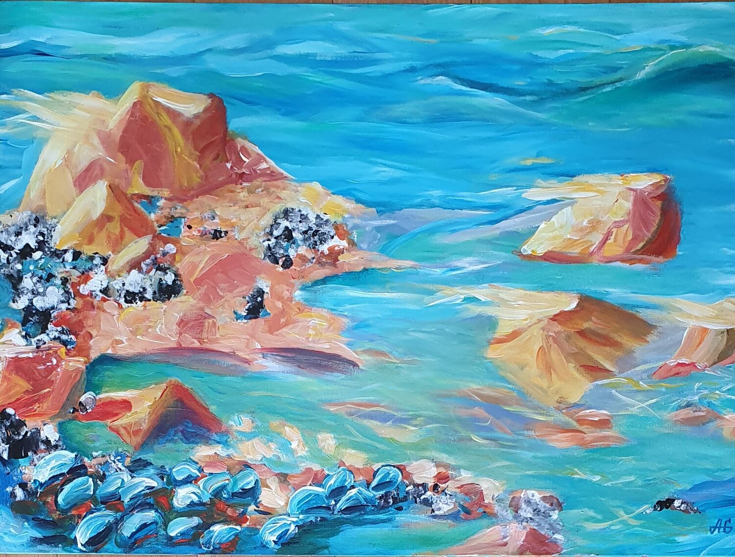 "Sea stories on the ocean shore"** Galyna Antonenko Original painting for sale