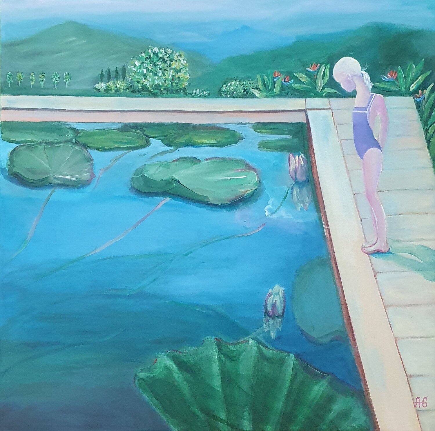The Girl and the Secret of the Blooming Lotus. Galyna Antonenko Original painting for sale