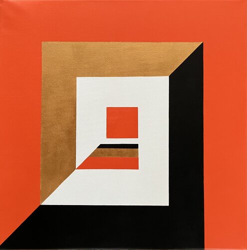 Drawn in - orange and gold by Enikő Bukovinszki, Painting for Sale on Select