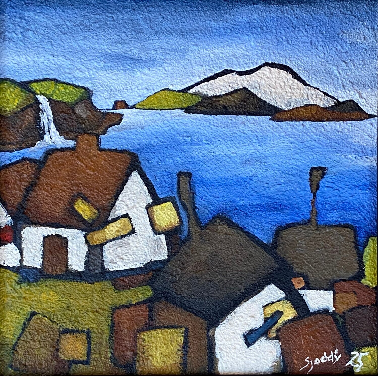 Village Bye the Sea Sjoddy Original painting for sale