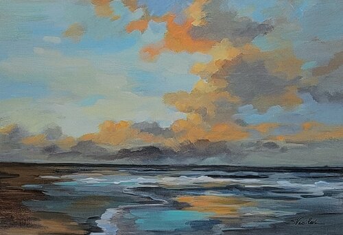 Oceanside Sunset by Silvia Vassileva, Painting for Sale on Select