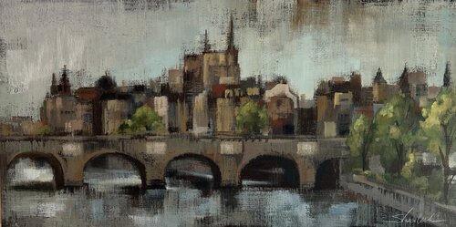 Paris Bridge by Silvia Vassileva, Painting for Sale on Select