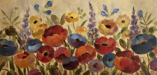 Rainbow of Flowers by Silvia Vassileva, Painting for Sale on Select
