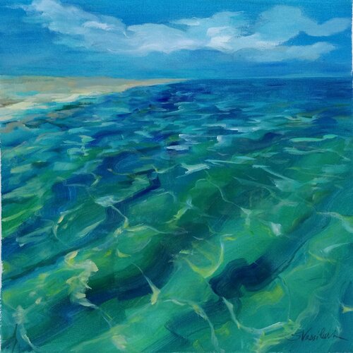 Summer Sea Reflections by Silvia Vassileva, Painting for Sale on Select