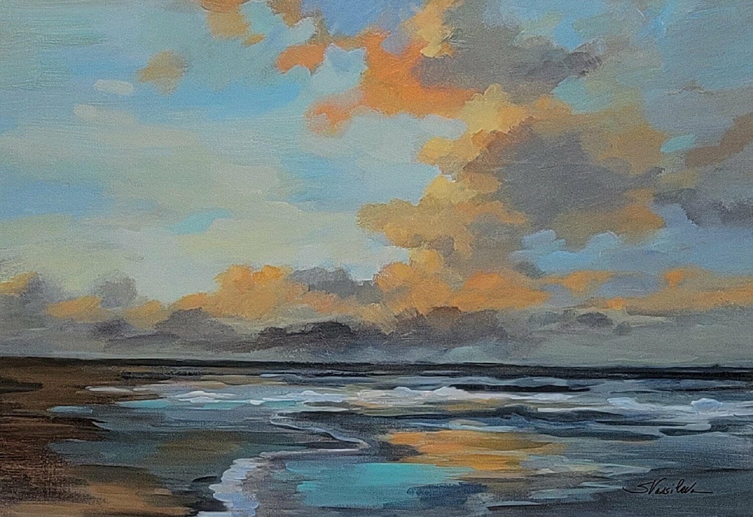 Oceanside Sunset Silvia Vassileva Original painting for sale
