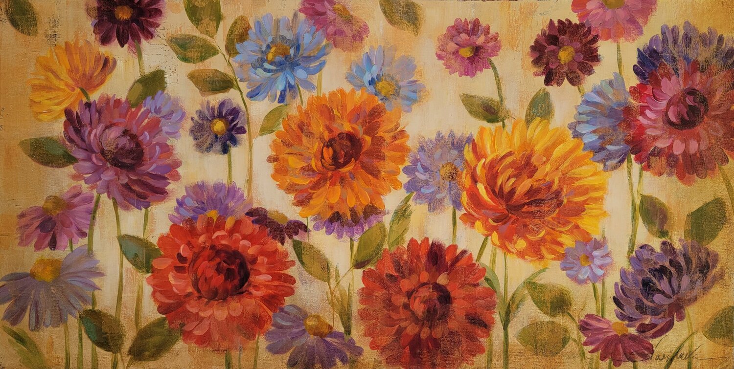 Asters and Mums Silvia Vassileva Original painting for sale