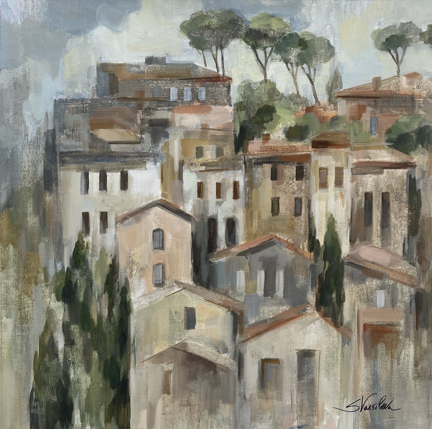 Pines of Florence Silvia Vassileva Original painting for sale
