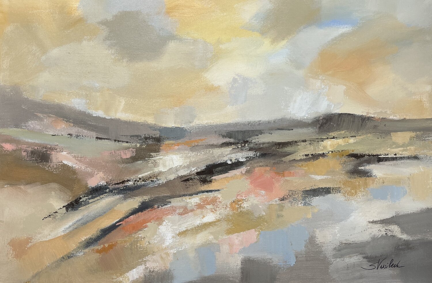 Sunlit River Silvia Vassileva Original painting for sale