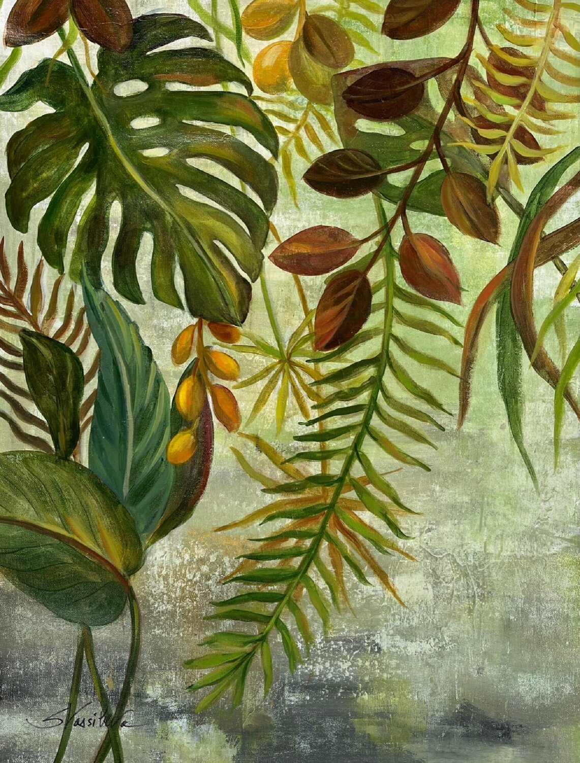 Tropical Greenery I Silvia Vassileva Original painting for sale