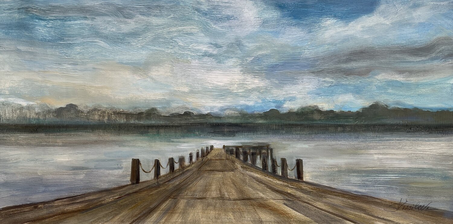 Lakeside Pier Silvia Vassileva Original painting for sale