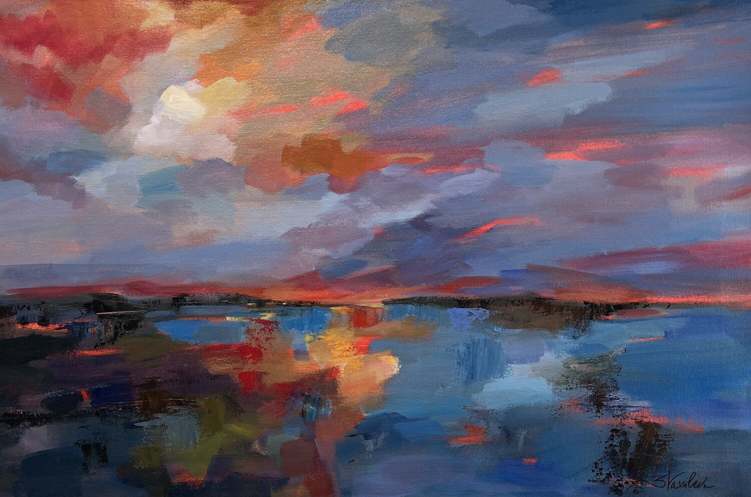Sunset Hues Silvia Vassileva Originalgemälde zu verkaufen