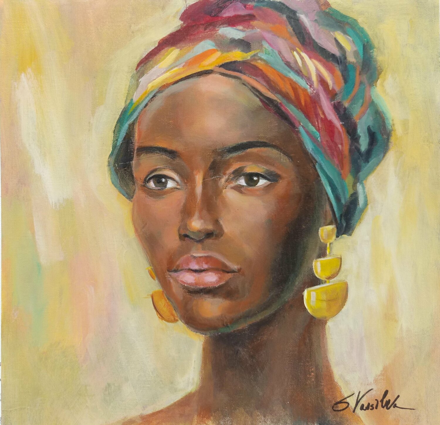 African Face II Silvia Vassileva Original painting for sale