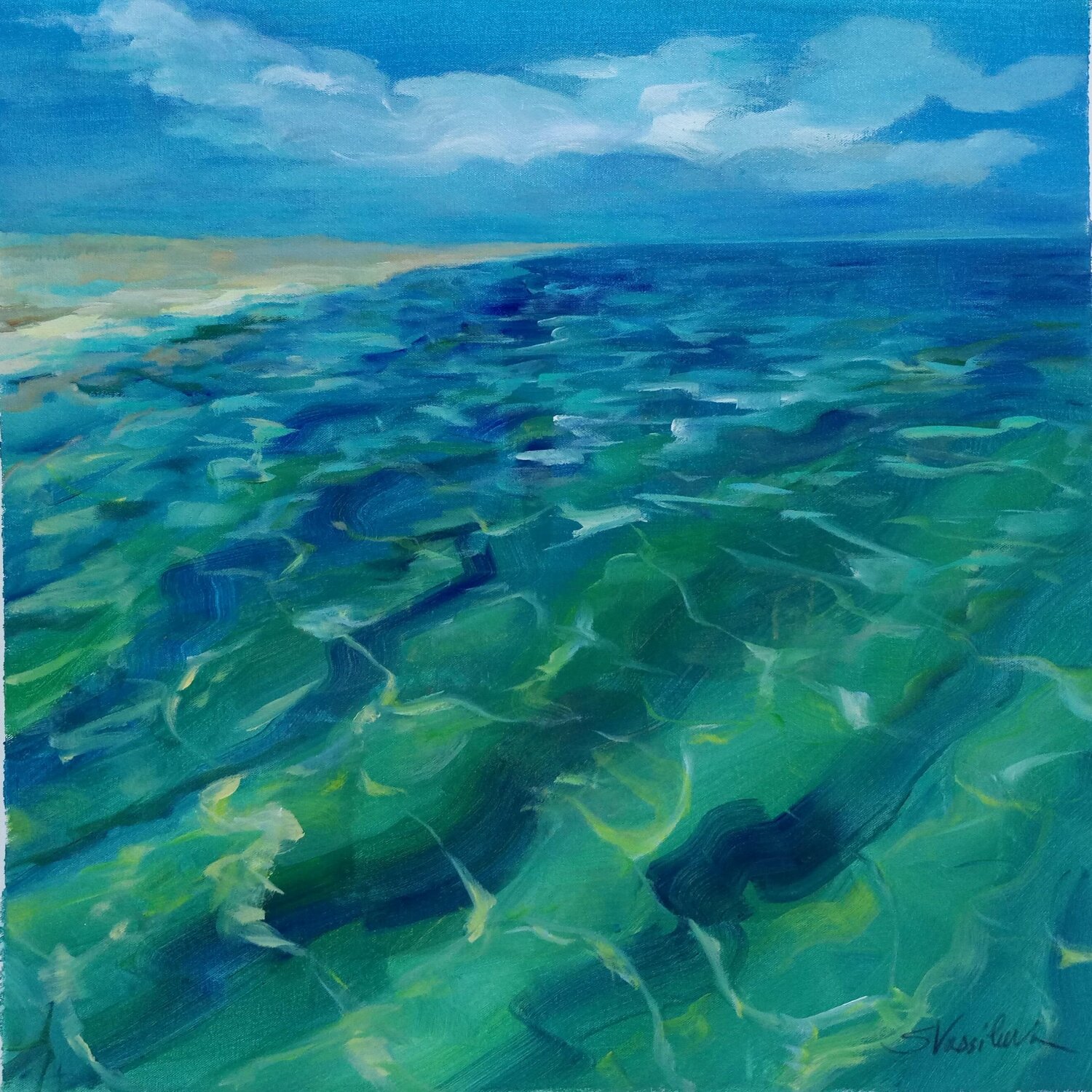 Summer Sea Reflections Silvia Vassileva Original painting for sale
