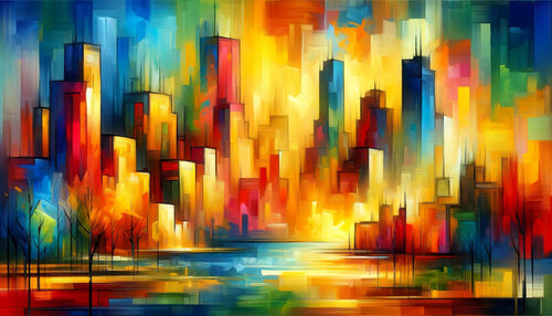 Illustration einer Urbanen Stadt Digital Paint by Steven Elijah Neuhaus, Painting for Sale on Select