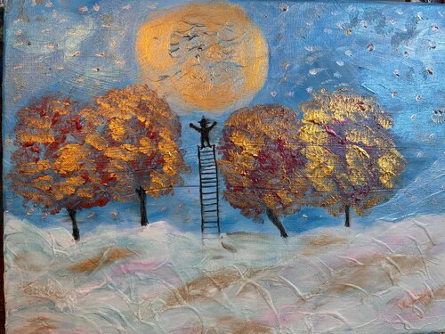 Der Traumfänger über den Wolken zum Mond by Steven Elijah Neuhaus, Painting for Sale on Select