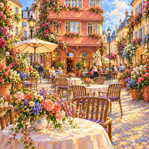 Das Frankfurt Blumen Café von Steven Elijah Neuhaus, Malerei kaufen auf Select