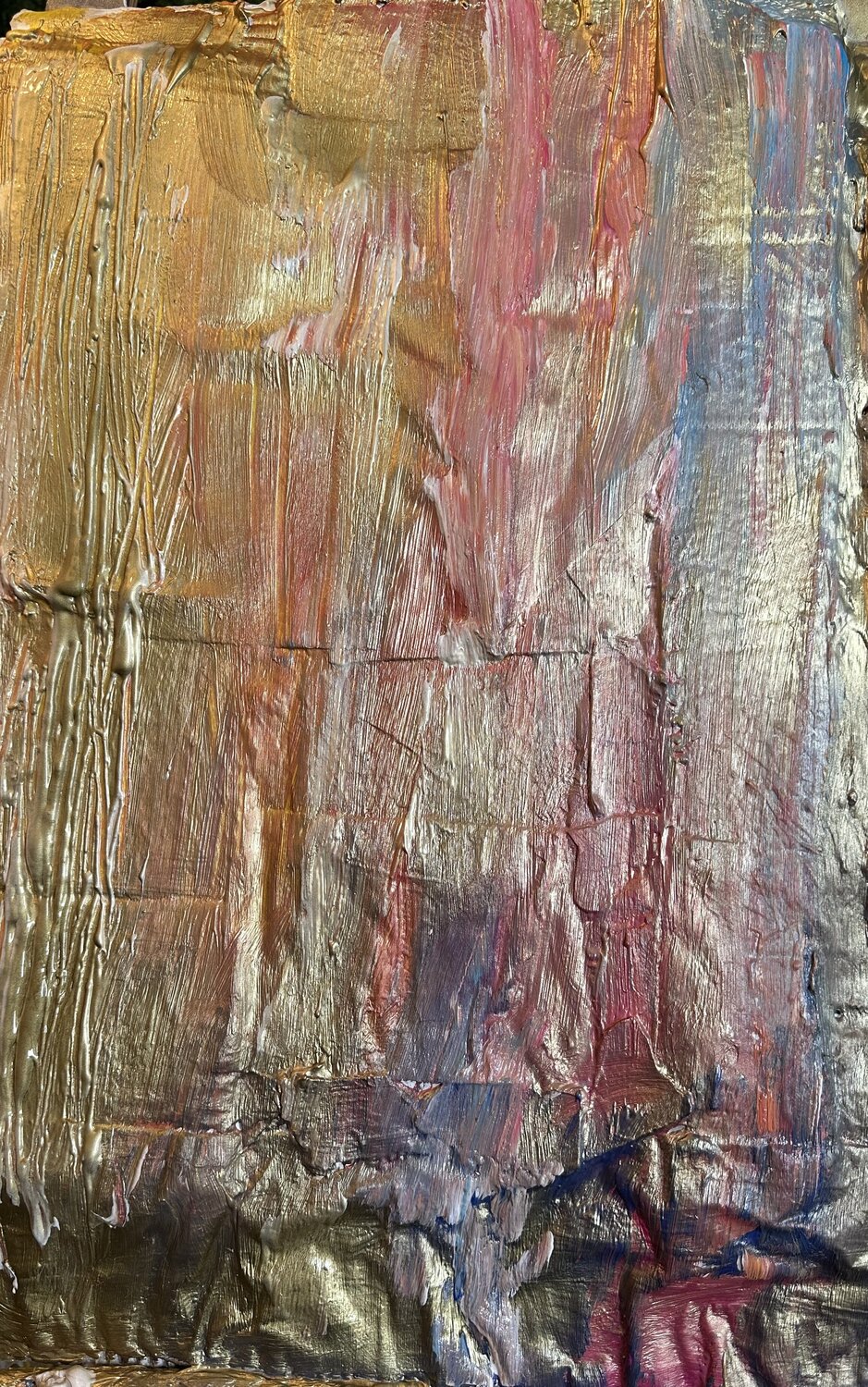 Goldene Welle auf selbst kreierter malfläche (ideal mit 4 Nägel Außenrum bestätige) oder Spezial Rahmen Steven Elijah Neuhaus Original painting for sale