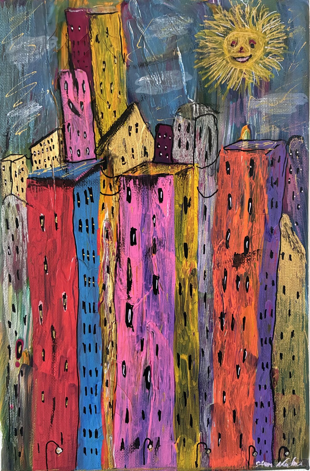 Da lacht die Sonne über Frankfurt Steven Elijah Neuhaus Original painting for sale