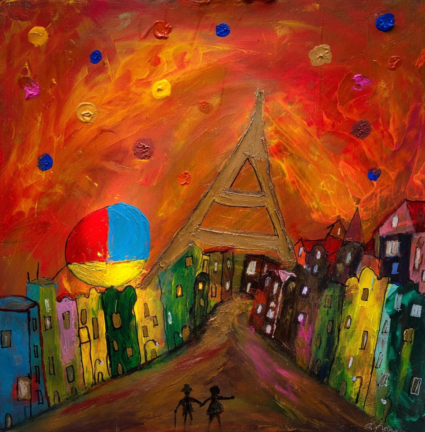 Emotional Paris Gouache auf Leinwand Steven Elijah Neuhaus Original painting for sale