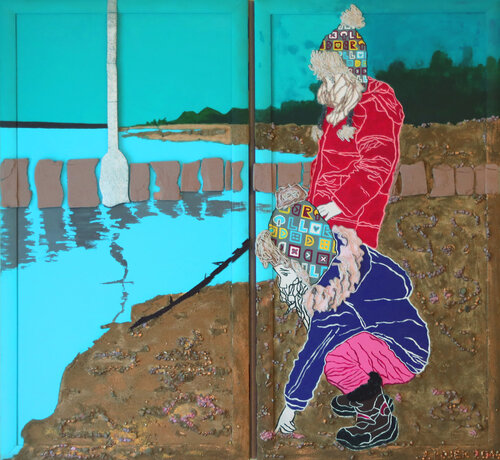 Diptych Written in the Sand by Aleksandra Łojek-Szymanowska, Painting for Sale on Select