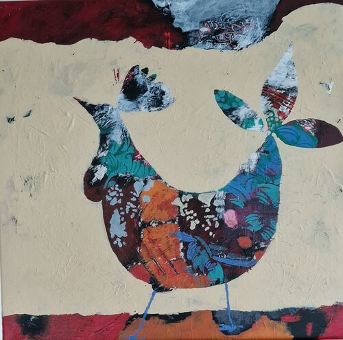 Bunter Hahn by Gabriele Wöllhaf, Painting for Sale on Select