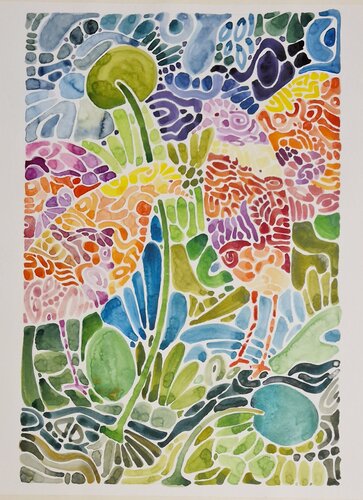 Vogelpaar by Gabriele Wöllhaf, Painting for Sale on Select