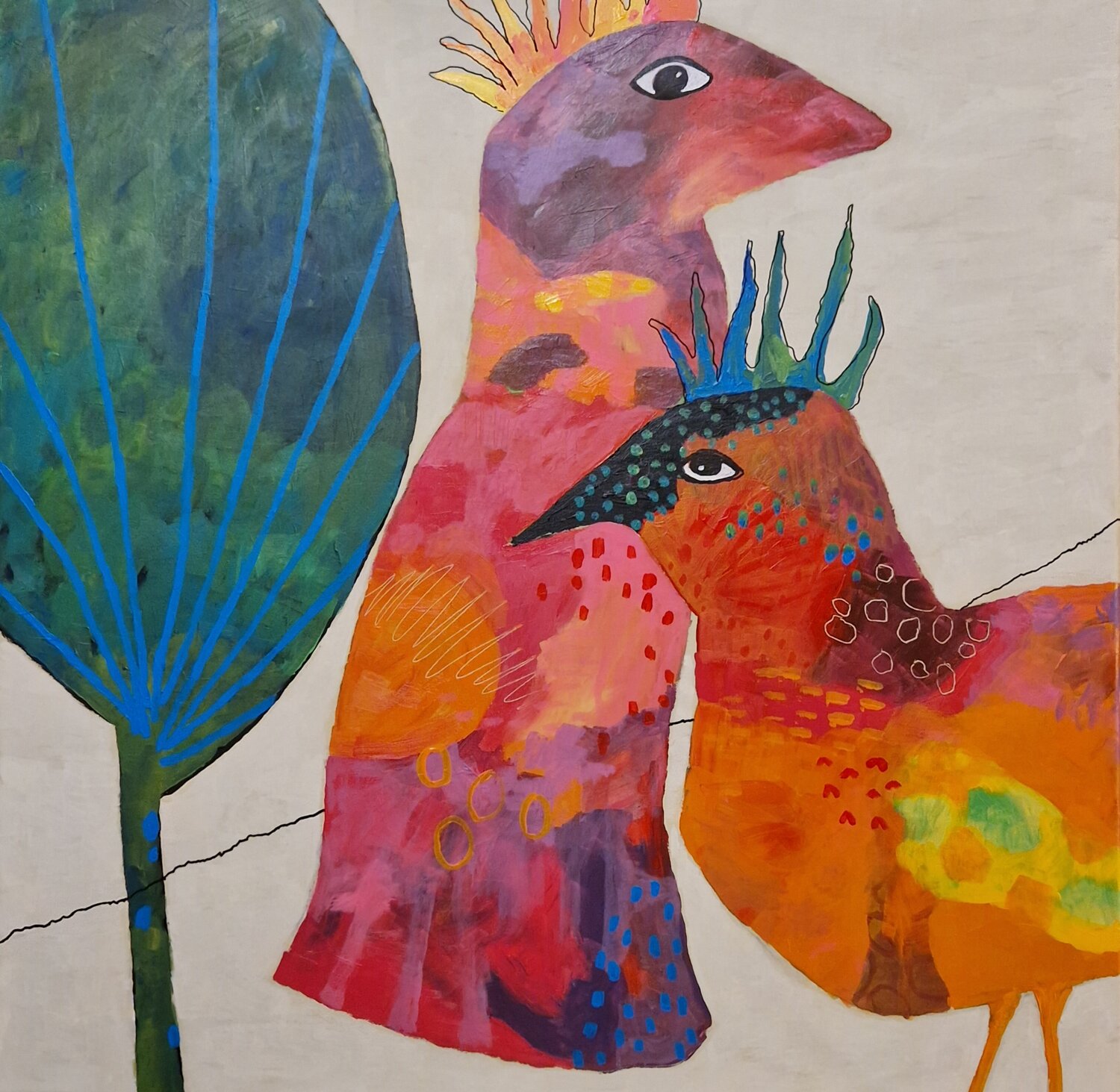 Vogelpaar Gabriele Wöllhaf Original painting for sale