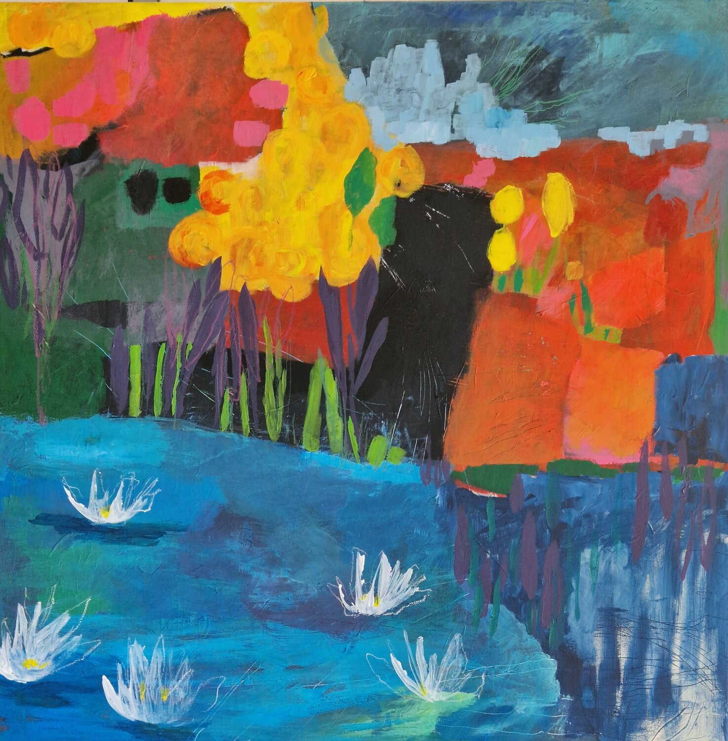 Gartenstück am See Gabriele Wöllhaf Original painting for sale